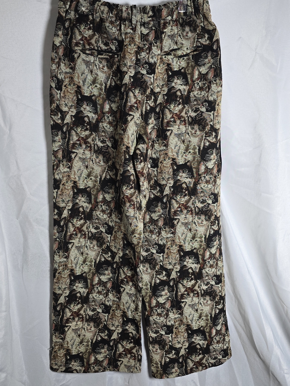 Dressed In Lala Cat Faces Wide Leg Pull On Pant Trousers Black Tan Brown Sz L - Picture 7 of 7